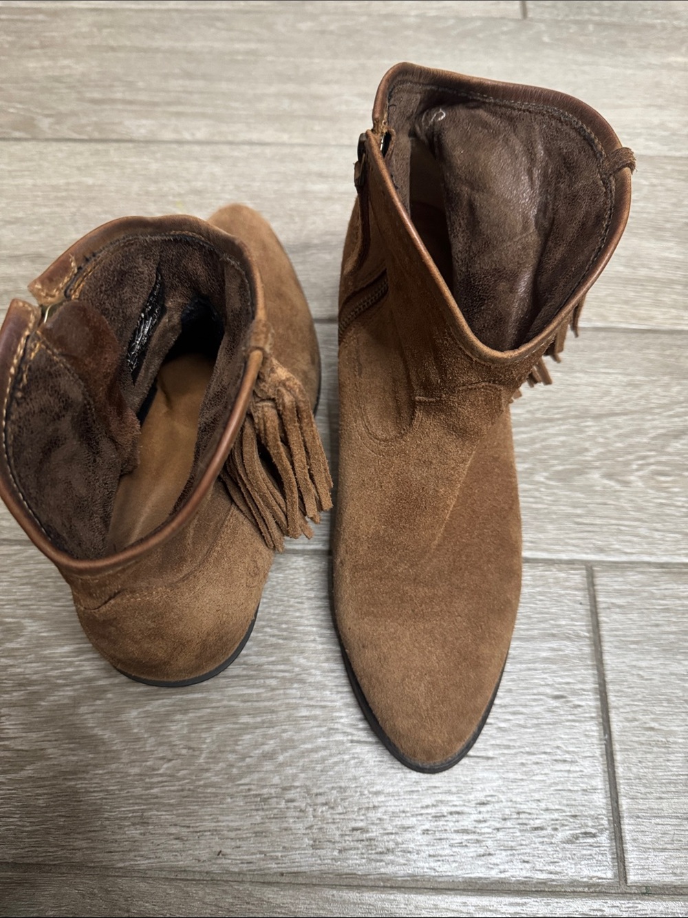 Ariat Brown Suede Fringe Ankle Booties